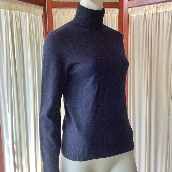 Massimo Dutti Women’s Wool Cashmere Turtleneck Sweater Navy Blue Size XS - Picture 2 of 7